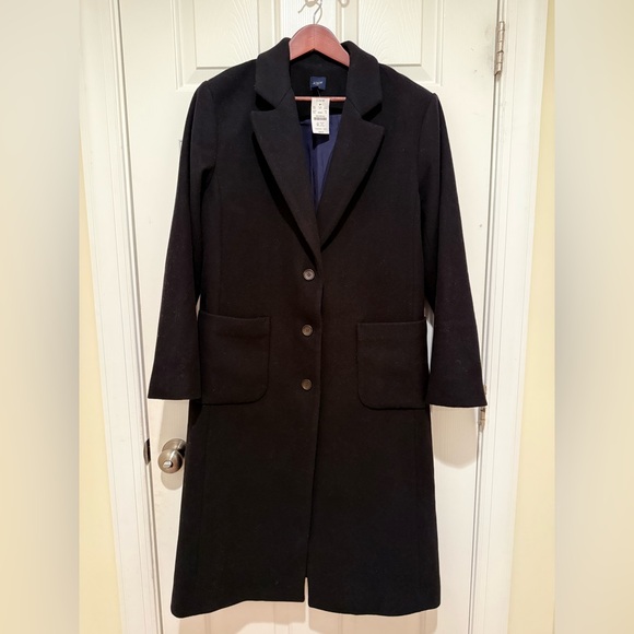 J. Crew Wool Blend Patch Pocket Topcoat NWT Black